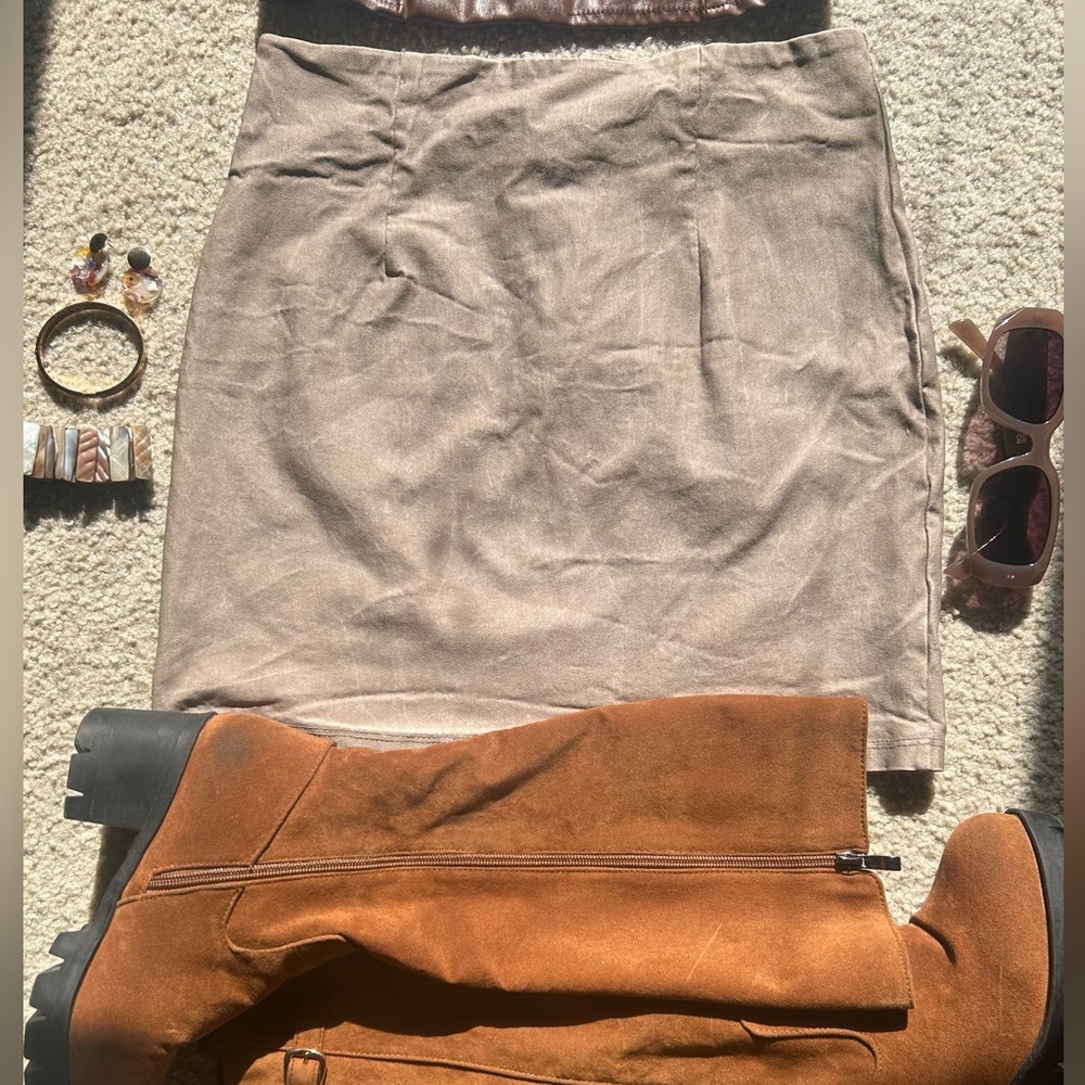 Faux Leather Tan Mini Skirt